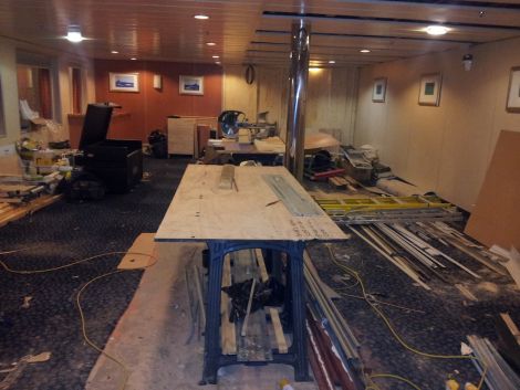 The seating area has become a building site while the renovation work is carried out. Pic. Peter Hutchinson