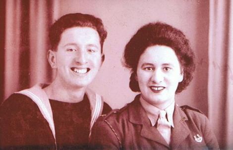 Nineteen year old able seaman Jimmy Johnston with his sister Meg who was a corporal in Seaforth Highlanders.