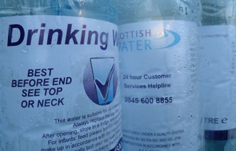 Bottled drinking water was supplied to a number of households on Sunday - Photo: ShetNews