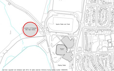 A map of the site at Clickimin where the new Anderson High School is to be built - Map: Ordnance Survey
