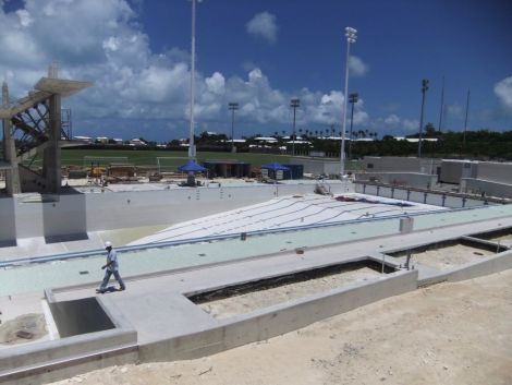 The 50m pool at the national sports centre while under construction last summer. Photo Bob Kerr/SIGA