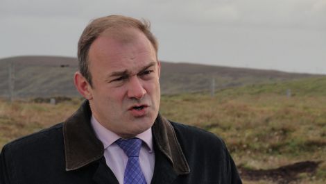 UK energy secretary Ed Davey in Shetland in October last year - Photo: ShetNews