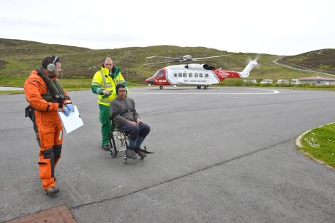 Golf Bravo completes her first mission for Shetland coastguard, delivering a fisherman to Clickimin for onward travel to Gilbert Bain Hospital.