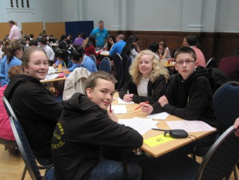Anderson High School pupils Louise Cluness, Fyntan Shaw, Lois Ross and Jack Tait (from left to right) at the final of the 2013 UK Mathematical Trust’s Junior Team Maths Challenge - Photo: Graham Dorrat