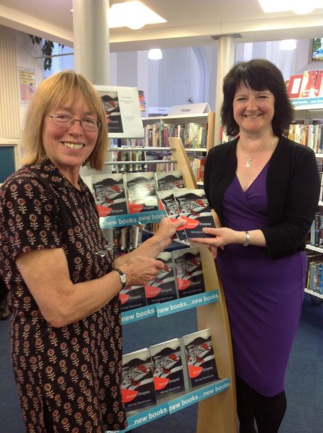 Orkney poet Morag MacInness with library executive manager Karen Fraser.