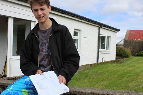 Brae High pupil Shaun Alderman pleased with four highers - Photo: Hans J Marter/ShetNews