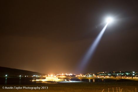 The Coastguard helicopter searching the Clickimin Loch area on Sunday night - Photo: Austin Taylor