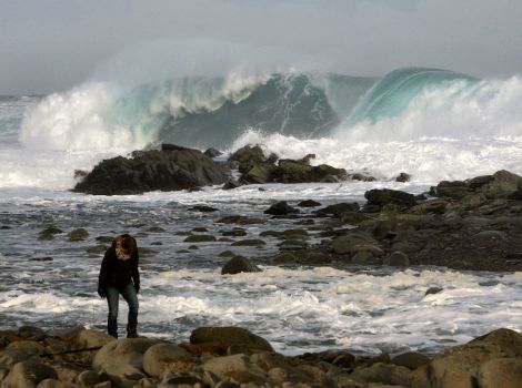 Huge waves rolled onto Shetland's east coast as the weather eased on Saturday afternoon. This photo was taken by Douglas Young at the Point of Layward, Grutness.