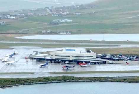 A busy Sumburgh airport.