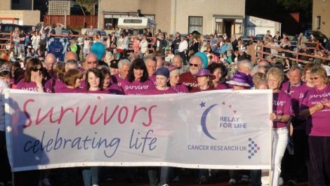 In 2012 the Relay for Life was blessed with glorious sunshine as 130 cancer survivors started the event with their lap of honour. Photo: Hans J Marter/Shetnews