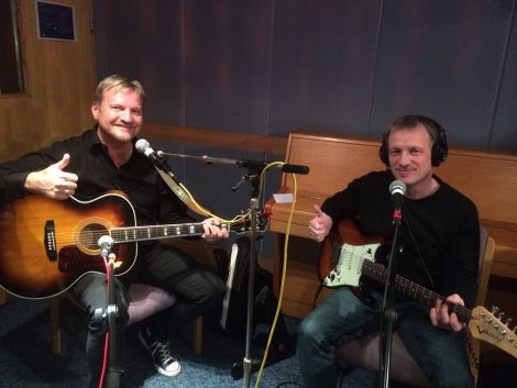 Hallur Joensen dropped into the Pitt Lane studios this week. Photo courtesy of BBC Radio Shetland.