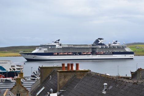 The Celebrity Infinity, which arrived in Lerwick Harbour on Thursday. Photo: Shetnews