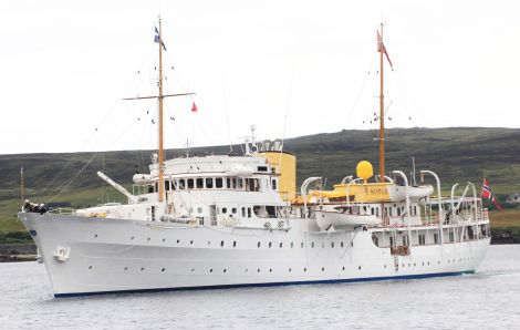 The 1937-built yacht arriving in Lerwick. Photo: Ian Leask