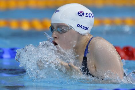 Erraid Davies in the pool at the Tollcross Swimming Centre on Sunday - Photo: Ian MacNicol