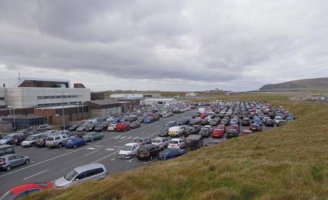Sumburgh airport's main car park on Friday morning.