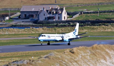 Loganair's first 50-seat Saab 2000 touched down at Sumburgh airport in April this year. Photo Ronnie Robertson