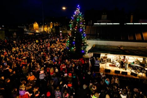 A large crowd turned out for Sunday's opening of the Lerwick winter festival - Photo: Ben Mullay