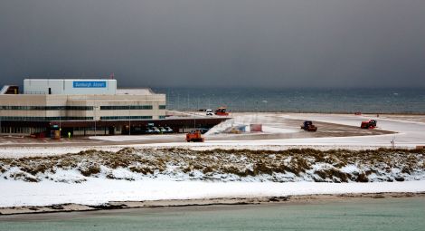 The runway at Sumburgh airport is being cleared of snow - Photo: Ronnie Robertson