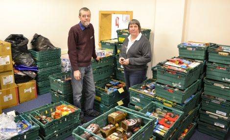 David Grieve and Angela Nunn pictured at the Salvation Army's Lerwick branch. Photo: Shetnews/Neil Riddell