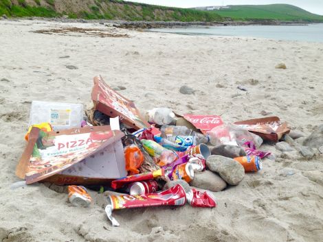 The pile of rubbish collected at Sands of Sound in Lerwick on Saturday morning. Photo: Ali Grundon