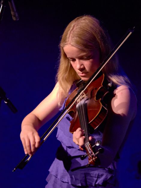 Young fiddler of the year Jasmin Smith proved to be a natural performer. Photo Chris Brown