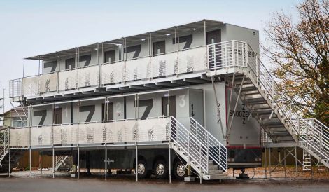 An example of a Snoozebox hotel (on wheels).