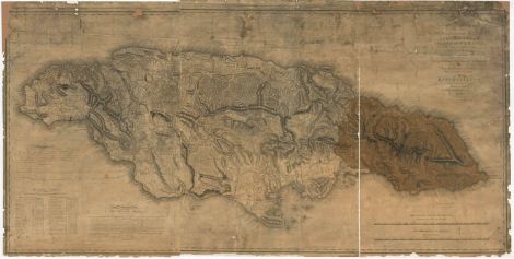 The first detailed map of Jamaica drawn up by Yell man James Robertson in 1804.