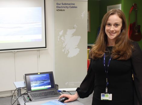 SHEPD stakeholder engagement manager Kirsteen Wood at Thursday's cable consultation. Photo Shetnews