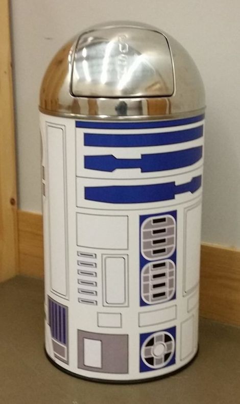 The R2D2-style swing bin that was stolen from Mareel on Friday night.