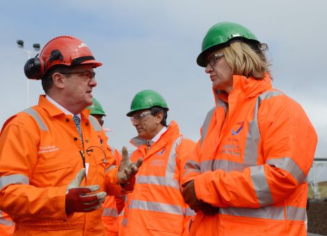 Shetland Gas Plant manager Dave Wink explaining the complexities of the gas processing plant to UK energy secretary Amber Rudd - Photo: Total 