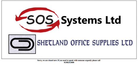 A screenshot of the Shetland office Supplies website.