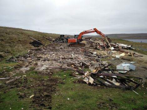 Rubble where the North Isles Motel in Sellafirth, Yell once stood. Photo: Steven Swan
