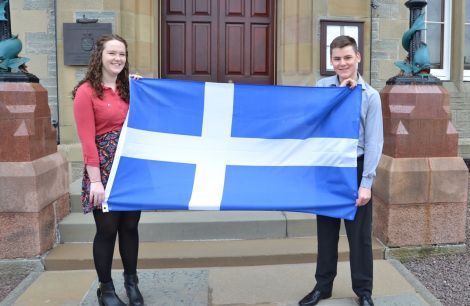 MSYPs Kaylee Mouat and Kelvin Anderson celebrating following their election in March last year - Photo: Neil Riddell/ShetNews