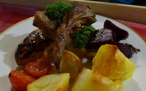 This Shetland Seaweed Lamb Cutlets were grilled and served with a juicy Bridie filled with diced gigot that had been braised with organic Porter beer and garden vegetables - Photo: Wendy Barrie