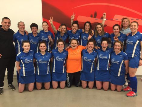 The triumphant Shetland team following Sunday's 3-0 win over Madras FP at the Aberdeen Sports Village.
