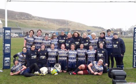 The victorious Shetland women's rugby team following Saturday's win over Inverness at Clickimin. Photo courtesy of Shetland Women's Rugby.