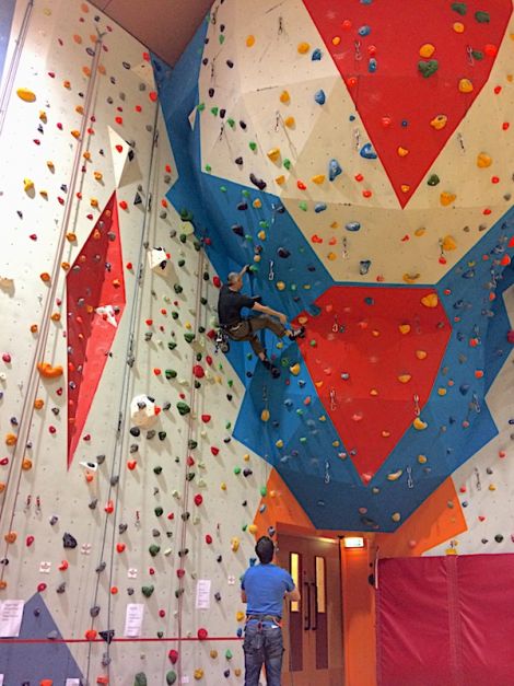 Climb Shetland member Kevin Learmonth climbing the wall at the Pickaquoy Centre, in Kirkwall.
