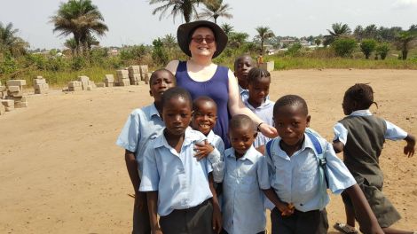 Julia Odie with some of the children from an Operation Orphan-run school in Joe Town, Sierra Leone.
