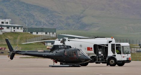The Eurocopter AS350 refuelling at Sumburgh Airport on Wednesday. Photo: Ronnie Robertson