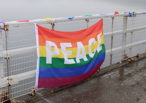 One of the many flags on the bridge into Burra. Photos: Chris Cope/Shetland News