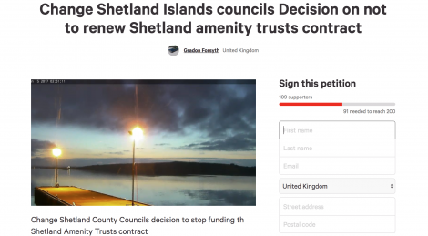 A screenshot of the Promote Shetland petition on Thursday morning.