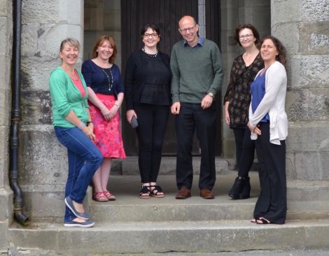 From left to right: Dianne Morrison, current AHS head teacher Valerie Nicolson, Irene Smith, Irvine Tait, Norma Nicolson and Lesley Johnson. Photo: Shetland News/Neil Riddell.