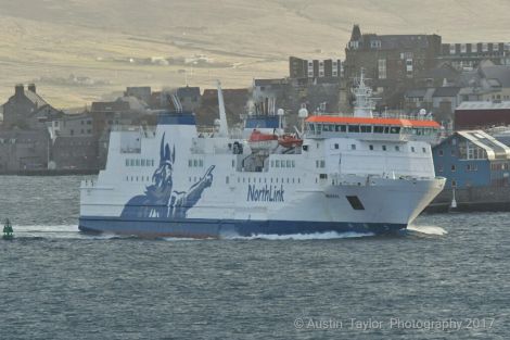 Passenger vessel MV Hrossey arriving in Lerwick earlier this year.