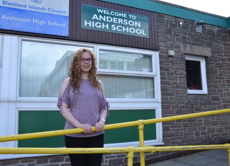 Joanne Tait from Sandwick is off to Glasgow after the summer having achieved three advanced higher As in her exams. Photo: Shetland News/Neil Riddell.