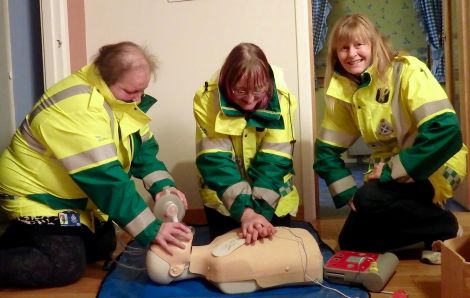 Brae first responders Caroline Clark, Carolyn McKay and Tricia Robertson (L-R) doing some training. Photo: Kaylee Robertson