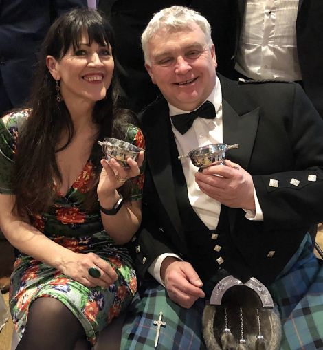 BBC Shetland's Jane Moncrieff and photographer Malcolm Younger enjoying the media ball in Inverness on Friday night.