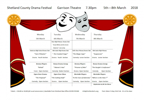 2018 Shetland County Drama festival programme