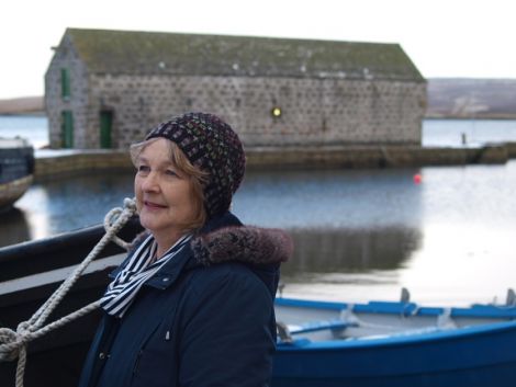 Elizabeth Johnston wearing the Shetland Wool Week 2018 hat.