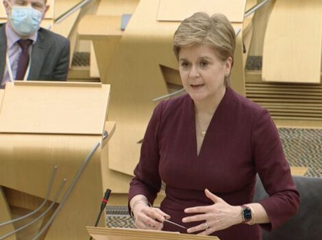 Nicola Sturgeon addressing the Scottish Parliament on Tuesday afternoon.