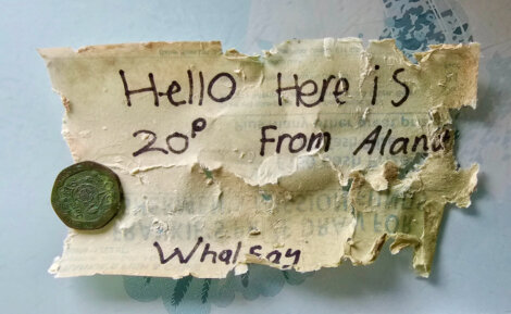 A piece of paper with the words hello here is 20 from whitson.